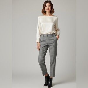 Aritzia Wilfred Size 6 Glen Plaid Check Pants Grey Black Yellow Trousers